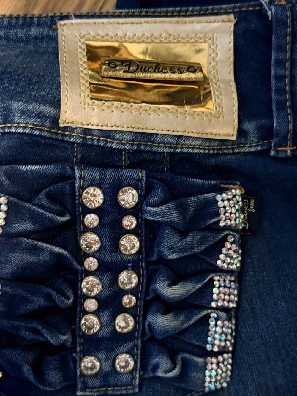 Duchess Jeans Y2K Rhinestone Distressed Skinny Jeans High Rise Stretch Denim 12 - Picture 12 of 12